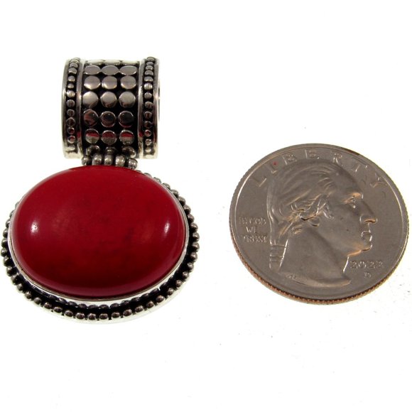 Handcrafted Solid 925 Sterling Silver & Red Agate Balinese Pendant, Made in Bali - Picture 2 of 5
